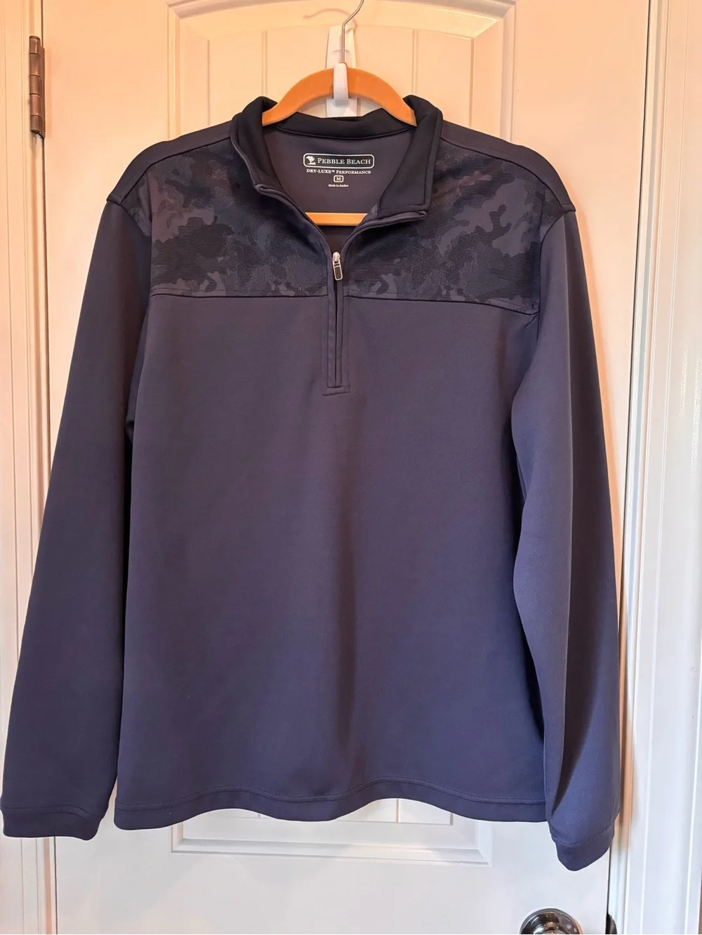 Pebble Beach Golf outdoors Navy Half-Zip pullover Jacket with Camo Men’s M